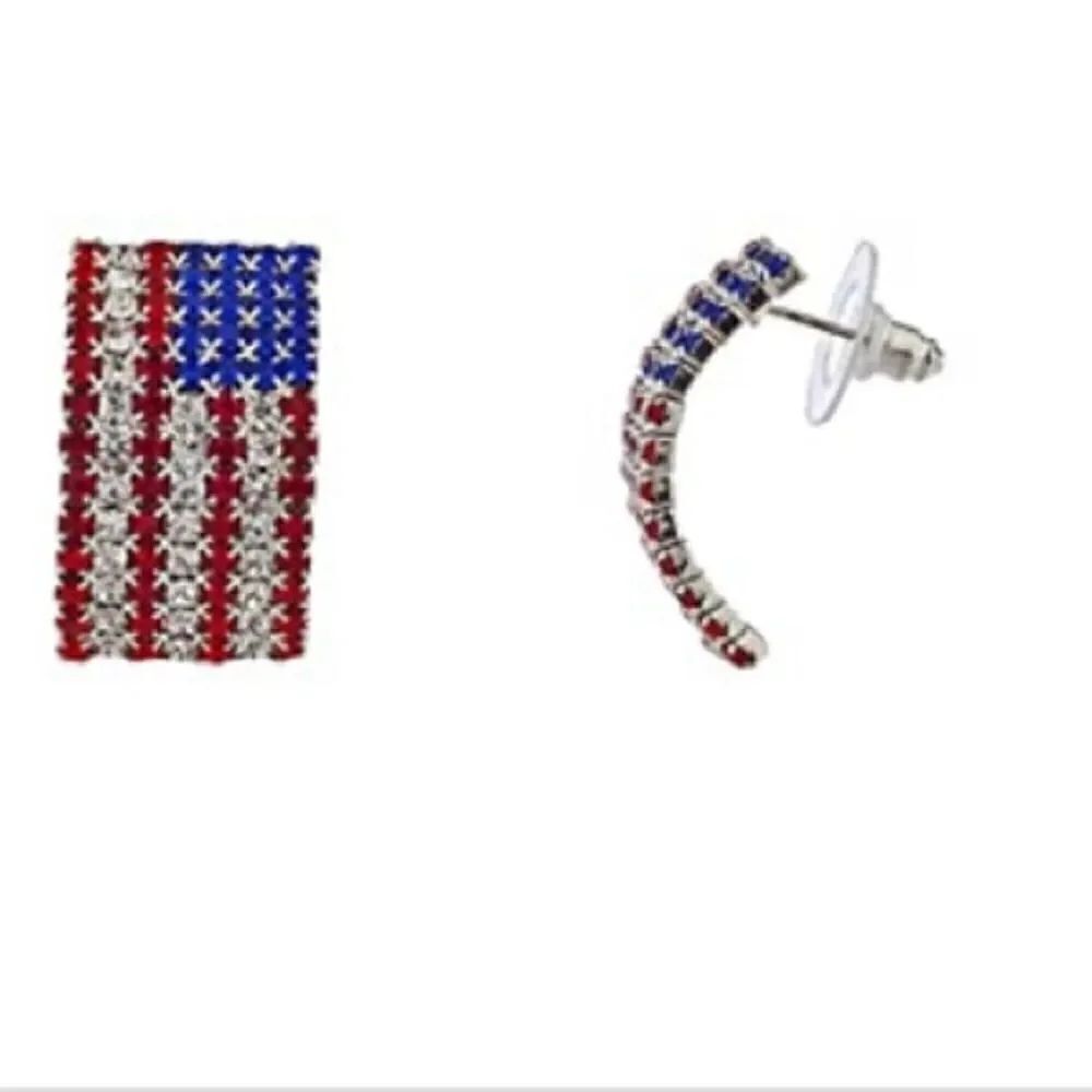 🇺🇸Red Crystal Blue America USA Rhinestone … - Picture 2 of 9